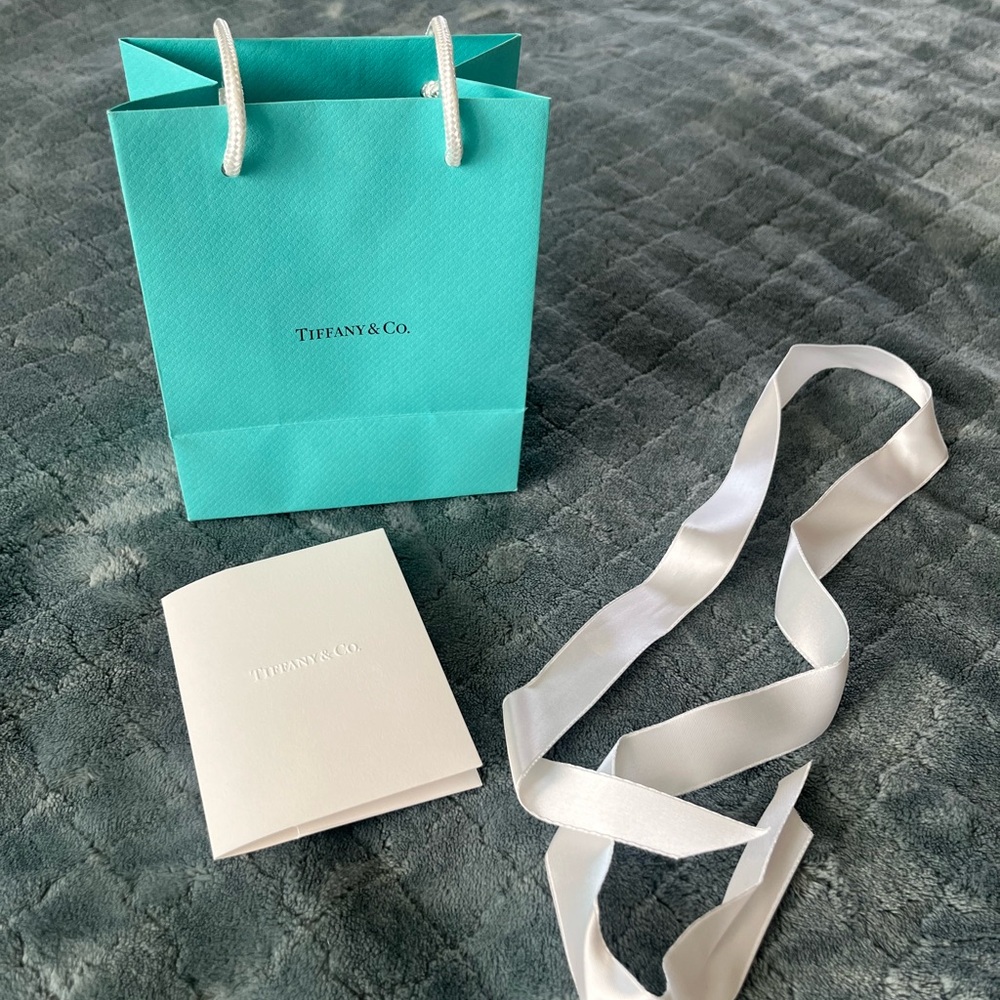 Tiffany & Co Small‎ Shopping Bag White Ribbon and Gift Receipt Holder Set